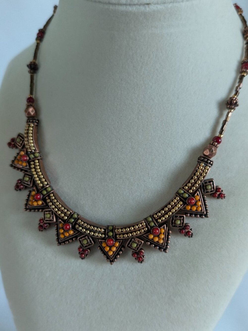 Vintage Bohemian Tribal Native Style Intricate Beaded Adjustable Necklace 14"